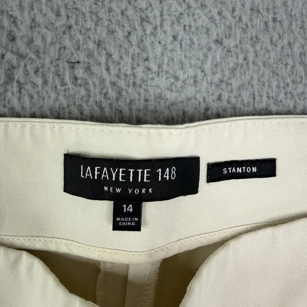 Lafayette 148 Stanton Beige Pants Women's 14 Curvy Stretch  Cropped - Picture 3 of 11